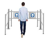 Supermarket Entrance Safety Gate - Stainless Steel 1-Way Closing Swing Door for Warehouse, Library, Store, 100-200 cm Adjustable Width, Secure Pedestrian Access