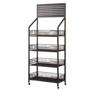 Supermarket Storage Rack - 4/5 Tier Floor Display for Fruits Vegetables Snacks Beverages & Medicines - Large Capacity Retail Shelf Perfect for Grocery Stores