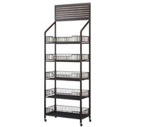 Supermarket Storage Rack Multi-Layer Display Stand for Fruits Vegetables Snacks Beverages and Medicines - Large Floor-Standing 4/5 Tier Cart for Maximum nization