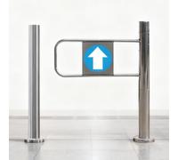 Supermarket Swing Gate Automatic Closing, Self-Closing Industrial Fence with Post Mount Metal One-Way Door for Warehouse and Malls(Silver-R,70cm/27.6in)