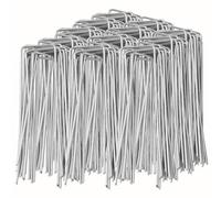SuperMMarK Garden Landscape Staples, 6 Inch 11 Gauge Galvanized Garden Stakes Ground U Shaped Landscape Pins to Secure Lawn Fabrics Weed Barrier Covers Ground Cover and Landscaping, 100 Pack