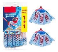 SuperMocio 3Action XL Mop Refill - Pack of 2 Heads | Lemon-Shaped Microfibre Mop | Deep-Cleaning Zones | Machine Washable | Highly Absorbent | Fits All SuperMocio Handles