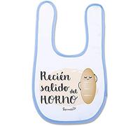 Supermolon 02376 -"Fresh Out of The Oven" Baby Bib with Velcro, Sky Blue, Unisex