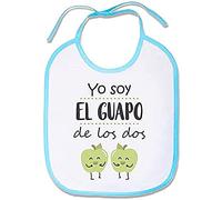 Supermolon 03762 -"Yo Soy el Guapo de Los Two" Bib with Laces, Sky Blue, Unisex