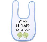 Supermolon 03779 -"Yo Soy el Guapo de Los Two" Bib with Velcro, Sky Blue, Unisex