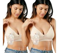 Supermom T-Shirt Nursing & Hands Free Pumping Bra with Fixed Padding - Comfortable Maternity Breast Pump Bra, 2 Pack - Sunkissed Rose, 40H US