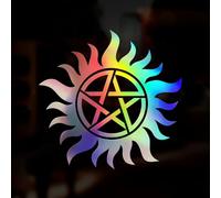 Supernatural Anti-Possession Symbol Vinyl Decal Sticker, Iridescent Holographic Chrome Reflective Design for Car, Van, 4x4, Laptop, Window, Wall, Bike, Computer, Mirror