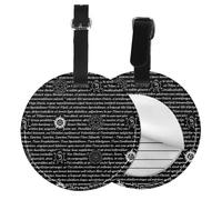 Supernatural Inspiration Print Round Luggage Tag 10 Cm, Pu Leather Suitcase Label, Luggage Tags for Cruise Ships Suitcase Tags Beach Malibu Print Privacy Cover Id Label