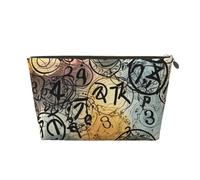 Supernatural Inspiration Printed Toiletry Bag for Women Girl Portable Travel Cosmetic Bag Leather Makeup Pouch Organizer with Gold Zipper