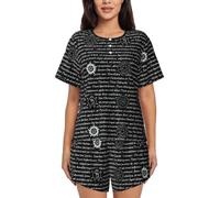Supernatural Inspiration Women'S Pajama Set Lounge Wear With Short Sleeve Tops And Shorts For Relaxed Home Black
