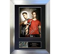 SUPERNATURAL Jensen Ackles & Jared Padalecki Signed Autograph Mounted Photo Reproduction PRINT A4 Rare Perfect Birthday (297 x 210mm) #136 (Silver Frame)