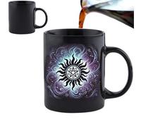 Supernatural Magic Mug | Halloween Heat Changing Mug | Novelty Supernatural Themed Mug | Magic Coffee Mug with Pentagram Design | Color Changing Mug for Supernatural Fans | Dishwasher Safe