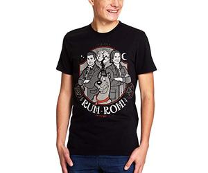 Supernatural Men's T-Shirt Scoobynatural Ruh-roh! Scooby-Doo Dean Sam Elbenwald Cotton Black - L