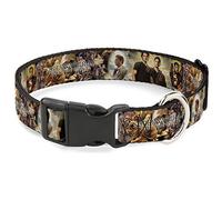 Supernatural Pet Collar, Dog Collar Plastic Buckle, Supernatural Character Saintly Icons Skull Roses, 20 to 31 Inches 1.5 Inch Wide