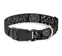 Supernatural Pet Collar, Dog Collar Plastic Buckle, Supernatural Devils Trap Pentagrams Grays Black White, 8.5 to 12 Inches 0.5 Inch Wide