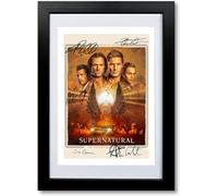 Supernatural Season 15 Cast Signed Autograph A4 Poster Photo TV Show Series Framed Memorabilia Gift Jared Padalecki Jensen Ackles (A4 Black Framed & Mounted)