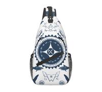 Supernatural Symbols Black Cartoon Printed Sling Bag Crossbody Backpack for Men Women, Versatile Casual Shoulder Chest Bag for Running Hiking Cycling Travel Work