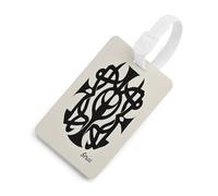 Supernatural Symbols Black Luggage Tag for Suitcases Personalized Baggage Tag with Information Card Durable Bag Tags Retro Travel Stamp Luggage Tags for Women Men Travel Bag Label