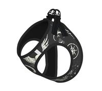 Supernatural Symbols Black Print Adjustable Reflective Harness Leash Set For Cats, Dogs And Small Pets, Soft Breathable Mesh Walking Vest With Escape-Proof Lead