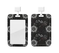 Supernatural Symbols Black Print Card ID Badge Holder with Breakaway Lanyard,for Doctor Teacher Nurse Staff Office