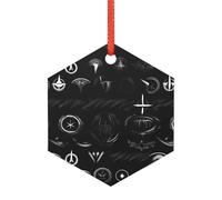 Supernatural Symbols Black print Crystal Clear Christmas Tree Ornaments, Modern Acrylic Alternative to holiday decor