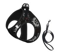 Supernatural Symbols Black Print Dog Harness and Leash Set,Breathable Adjustable Escape Proof Vest for Cats Dogs
