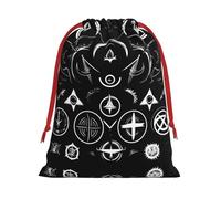Supernatural Symbols Black Print Drawstring Gift Bag, Xmas Wrapping Bags For Presents With Birthday Holiday Party