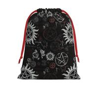 Supernatural Symbols Black Print Gift Reusable Bag Drawstring Festive Birthday Presents Daily Storage Office Supplies