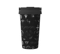 Supernatural Symbols Black Print Insulated Coffee Mug,Stainless Steel with One-Click Lid,Keeps Drinks Hot Or Cold for Hours - Perfect for Coffee