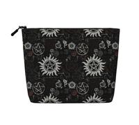 Supernatural Symbols Black Print Makeup Bag Cute Cosmetic Bag for Women Makeup Pouch Travel Toiletry Bag for Lady
