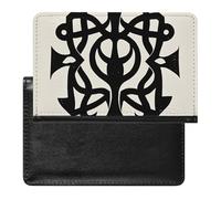 Supernatural Symbols Black Print Passport Holder with 3 Card Slots, Portable PU Leather Travel Wallet, Slim Protective Cover for Passport, ID, Credit Cards