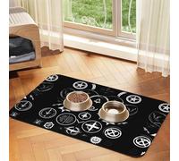 Supernatural Symbols Black Print Pet Food Bowl Mat,Feeding Mat,Washable Feeding Mats For Dogs And Cats