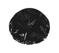Supernatural Symbols Black print Printed Reusable Bathing Cap, Dual Layer Hair Cover For Long Thick Hair, 10.6in Headgear