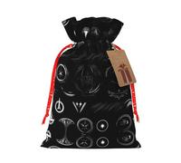Supernatural Symbols Black Print Printing Christmas Bag With Drawstring Closure, 4.7x6.9 In For Christmas Party Birthday Gift Wrapping