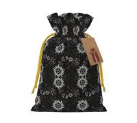 Supernatural Symbols Black Printed Drawstring Gift Bags,Various Sizes, Bulk Plastic Packaging Bags