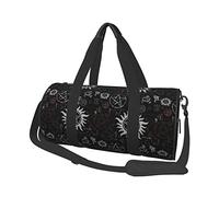 Supernatural Symbols Black Printed Round Large Capacity Travel Duffel Bag for Hiking, Vacations, Business Trips, and More