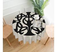 Supernatural Symbols Black Printed Round Tablecloth,Dust-Proof Wrinkle Resistant Table Cover Washable Polyester Table Cloth For Kitchen Dining Room Farmhouse Picnic Indoor Outdoor(Round 60 Inch)