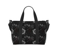 Supernatural Symbols Black Printed Travel Duffel Bag for Women Men - Weekend Overnight Bags with Adjustable Shoulder Strap and Handle