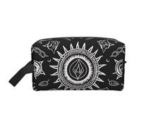 Supernatural Symbols Black Printing Portable Makeup Bag for Women Girl Large Capacity Travel Cosmetic Bag Makeup Pouch Organizer with Handle