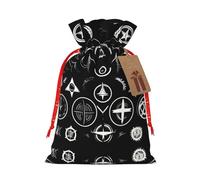 Supernatural Symbols Blackprint Christmas Gift Bag, Drawstring Christmas Bags For Holiday Gifts, Party Favors