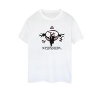 Supernatural Women's Logo Wings Cotton Boyfriend T-Shirt in White | Size: Small Supernatural White S