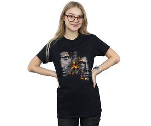 Supernatural Women's Sam & Dean Fire Cotton Boyfriend T-Shirt in Black | Size: Medium Supernatural Black M
