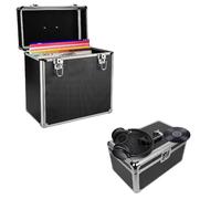 Supernic 2pcs Vinyl Record Storage 7" Singles Vinyl Record Carry (Holds 200pcs) 12" LP Case Album Collection (Holds 50pcs) Vinyl Record Holder DJ Box Lockable Flight Carry Case (7" and 12" (Black))