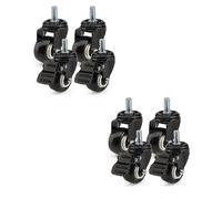 Supernic 4PCS Caster Heavy Duty Castor Wheels Trolley PU Swivel 50mm 200kg Furniture Caster PU Swivel (Black, 4 Brakes 4 Non Brakes)