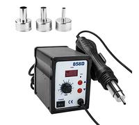 Supernic 858D Rework Station Hot Air Gun 220V SMD Soldering Station High Efficiency Desoldering Station Low Noise Hot Air 3 Nozzles Rework Tool (Black)