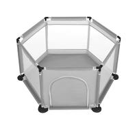Supernic Baby Playpen Large Playpen Portable Child Safety Yard Activity Center with Basketball Hoop Toddler Fence with Breathable Mesh Extra Large Play Yard (Six-Plate, Grey)