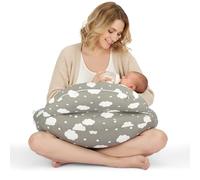 Supernic Breastfeeding Pillow for Mom and Baby - Nursing Pillow with Adjustable Waist Strap, Safety Fence & 100% Cotton Removable Cover - Ergonomic Support for Feeding, Tummy Time (Grey)