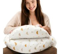 Supernic Breastfeeding Pillow for Mom and Baby - Nursing Pillow with Adjustable Waist Strap, Safety Fence & 100% Cotton Removable Cover - Ergonomic Support for Feeding, Tummy Time (Starry Sky)