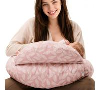 Supernic Breastfeeding Pillow for Mom and Baby - Nursing Pillow with Adjustable Waist Strap, Safety Fence & 100% Cotton Removable Cover - Ergonomic Support for Feeding, Tummy Time (Pink)