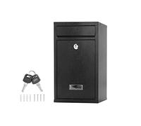 Supernic Classic Wall Mount Mailbox, Black, 32x21.5x8.5CM, Lockable, Weatherproof, Large Letter Mail Post Box with Nameplate